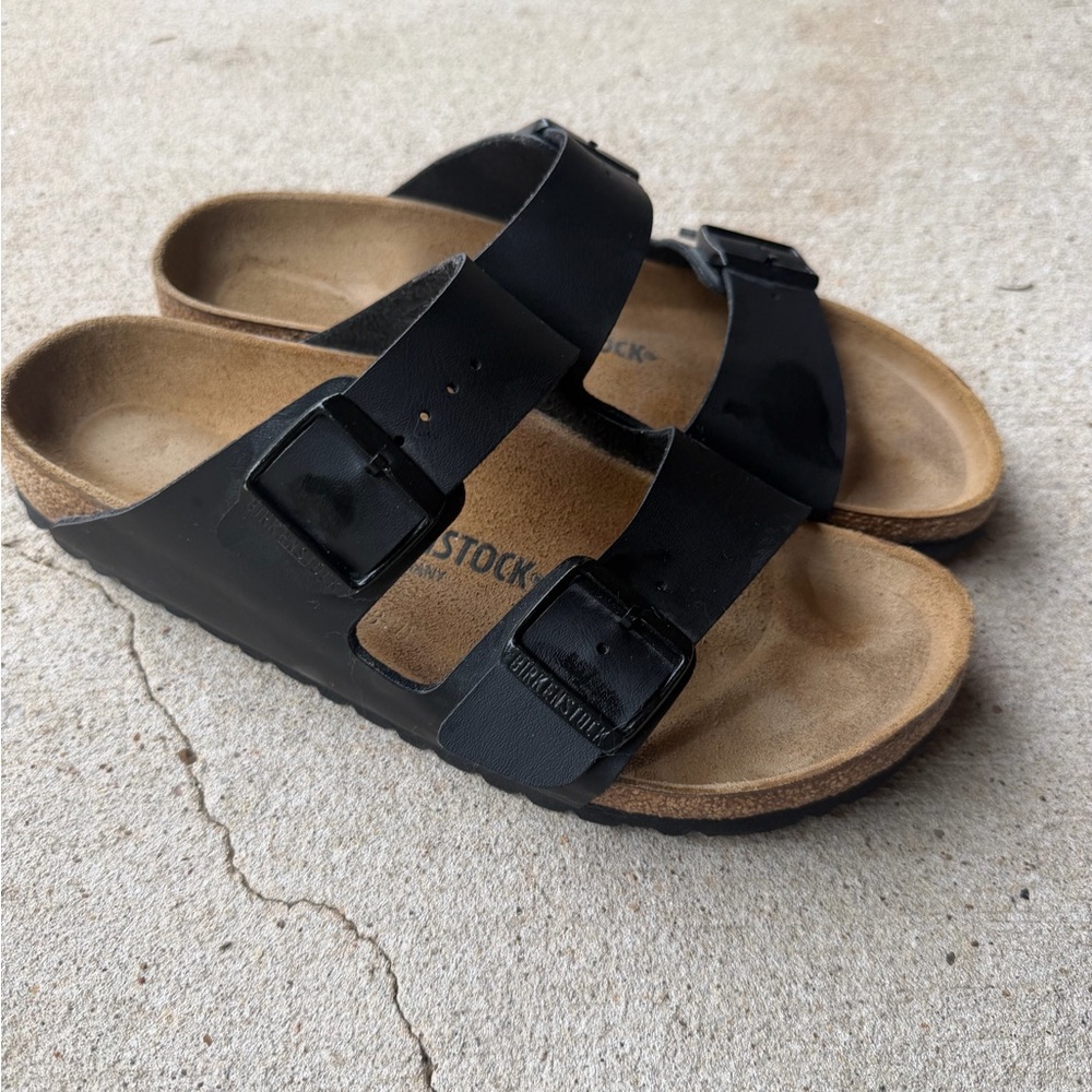 Birkenstock Arizona Patent Black Double-Buckle Sandals